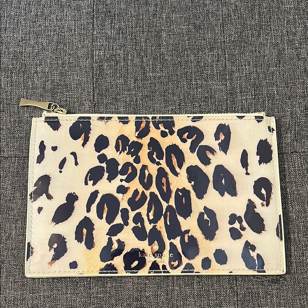 Kate Spade Animal Print Pouch in Black and Cream